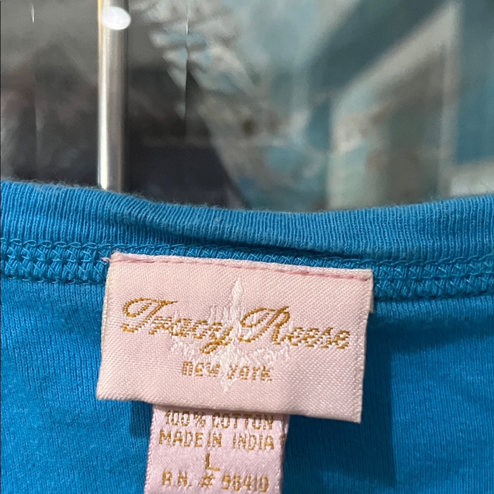 Tracy Reese Turquoise Top with Beaded Elephant - Picture 2 of 7